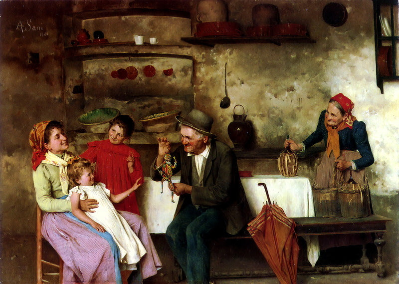 The Puppet Show, vintage artwork by Alessandro Sani, 12x8" (A4) Poster