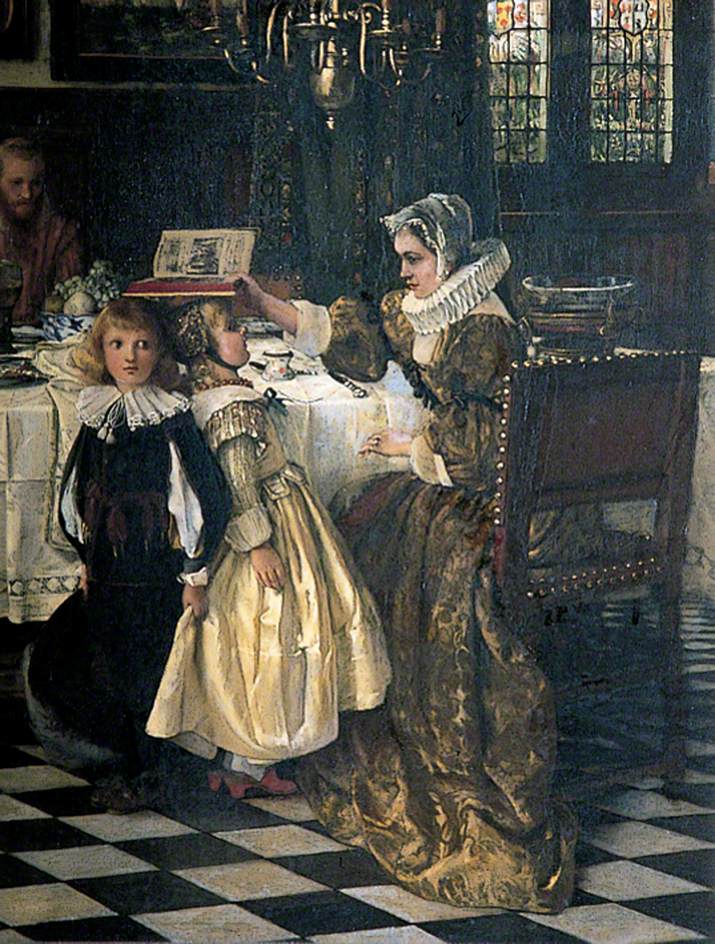 Measuring Heights, vintage artwork by Laura Theresa Alma-Tadema, 12x8" (A4) Poster
