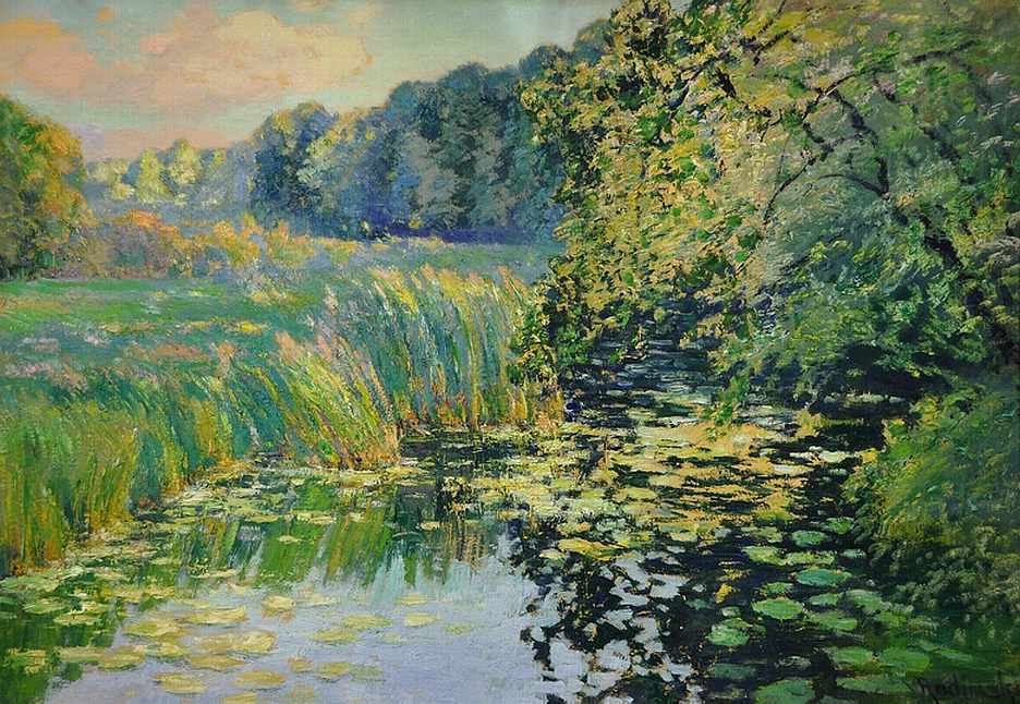 River Landscape - Arm of a River by Vaclav Radimsky,A3(16x12")Poster