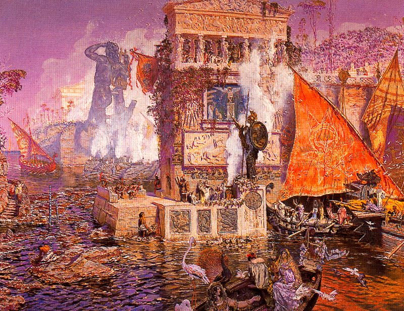 El coloso de Rodas, vintage artwork by Antonio Muñoz Degrain, 12x8" (A4) Poster