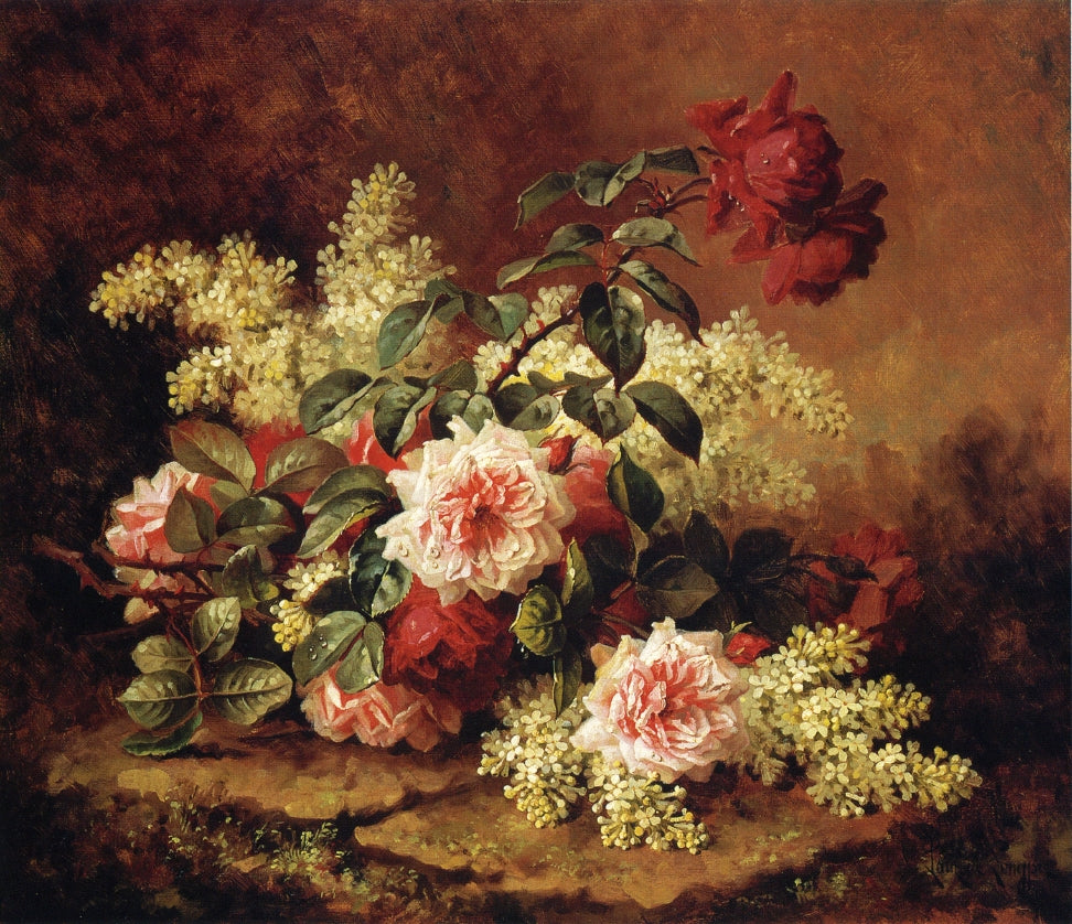 Roses and Mahogany by Paul De Longpre,A3(16x12")Poster