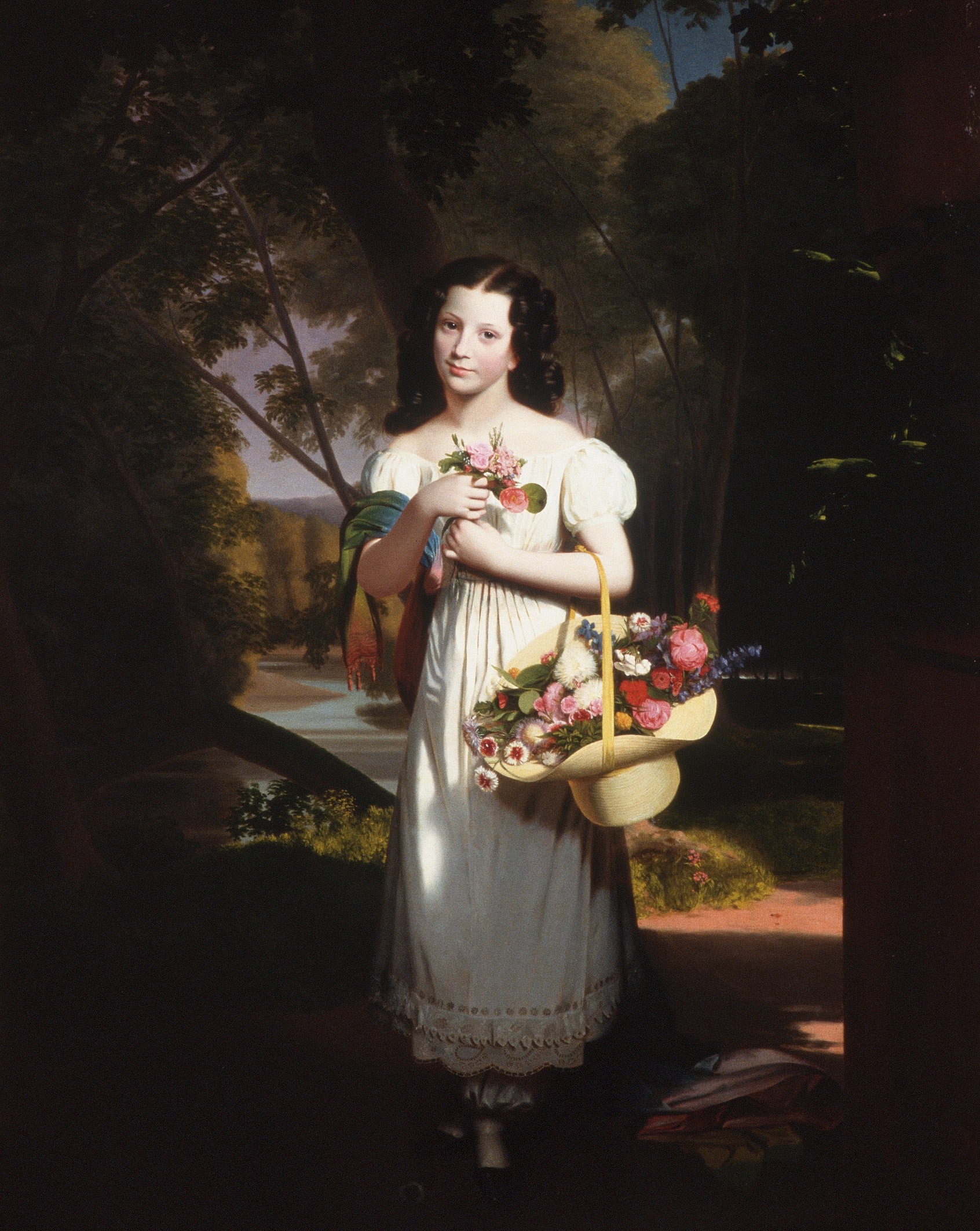 Little Girl with Flowers, vintage artwork by Charles Cromwell Ingham, A3 (16x12") Poster Print