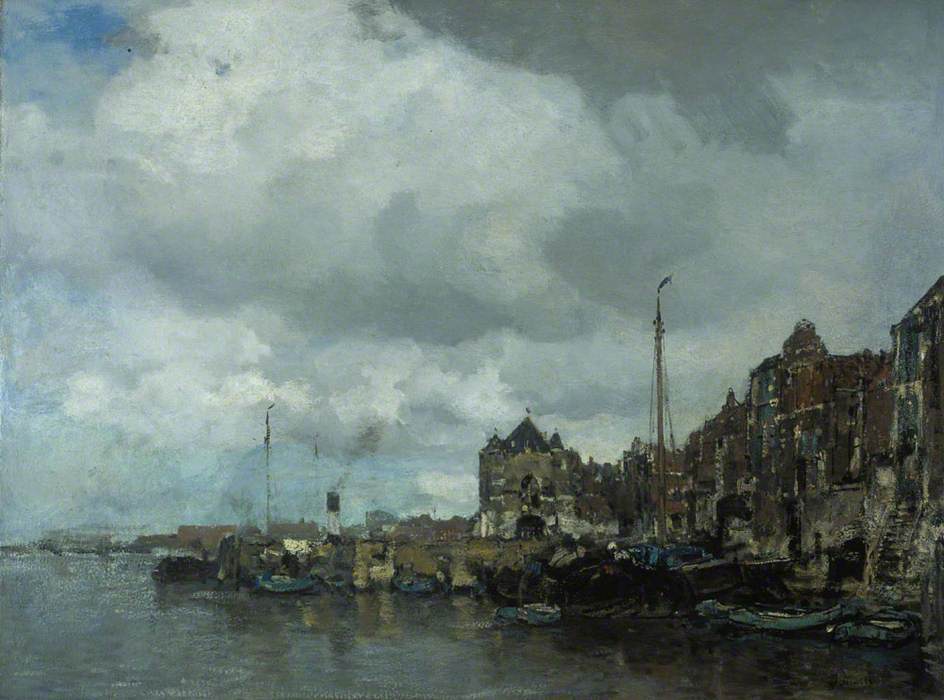 On the Amstel, vintage artwork by Jacob Maris, 12x8" (A4) Poster