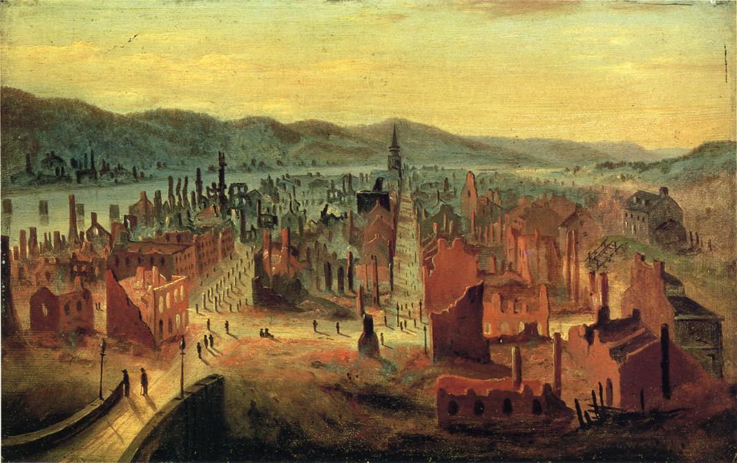 Pittsburgh after the Fire, 1845, from Boyd's Hill, vintage artwork by William Coventry Wall, A3 (16x12") Poster Print
