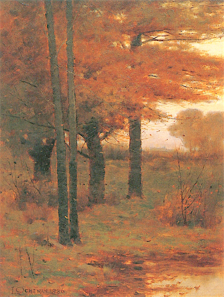 White Pines at Dusk, vintage artwork by Leonard Ochtman, 12x8" (A4) Poster
