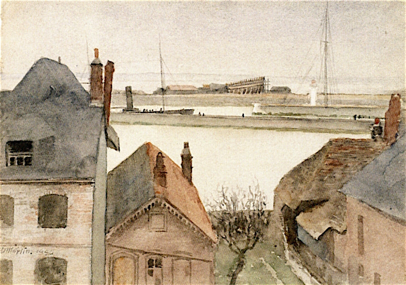 Étaples Harbor - France, vintage artwork by Homer Dodge Martin, 12x8" (A4) Poster