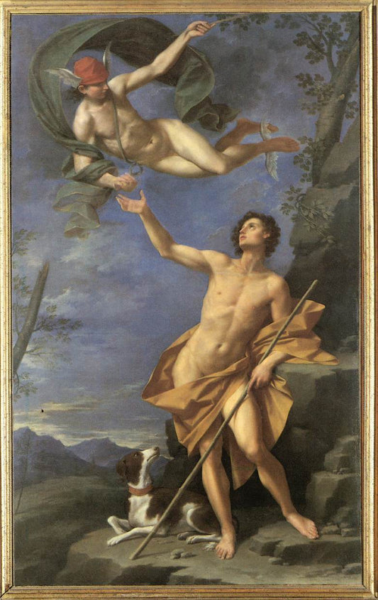 Mercury and Paris, vintage artwork by Donato Creti, 12x8" (A4) Poster