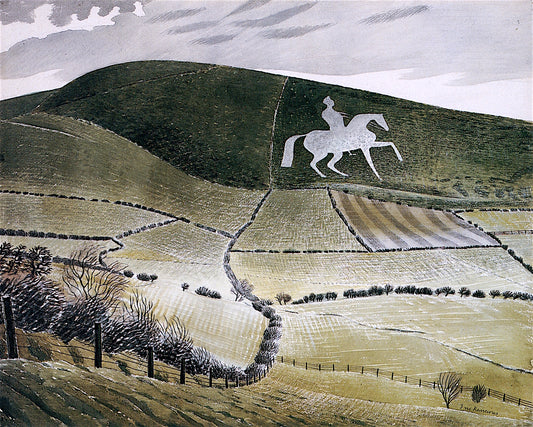 Chalk Figure nr. Weymouth, vintage artwork by Eric Ravilious, 12x8" (A4) Poster