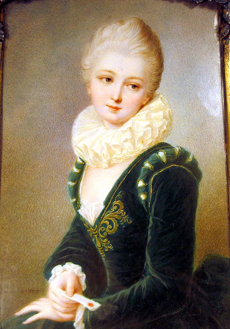 Portrait of a Young Lady with a Letter, vintage artwork by Jean-Baptiste Santerre, 12x8" (A4) Poster