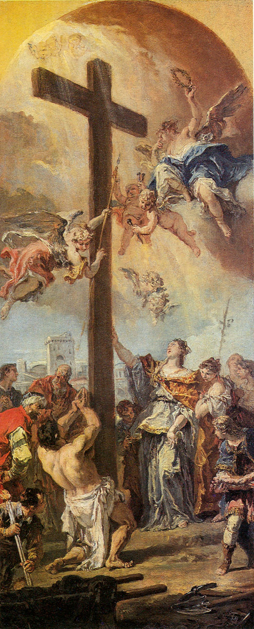 Exaltation of the True Cross, vintage artwork by Sebastiano Ricci, 12x8" (A4) Poster