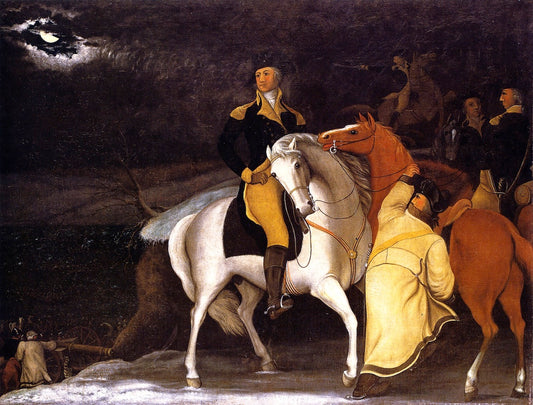George Washington with His Army Crossing the Delaware ...,, vintage artwork by Edward Hicks, 12x8" (A4) Poster