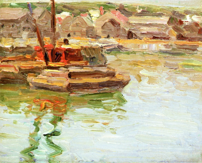 Barge at Dock by Charles Salis Kaelin,A3(16x12")Poster