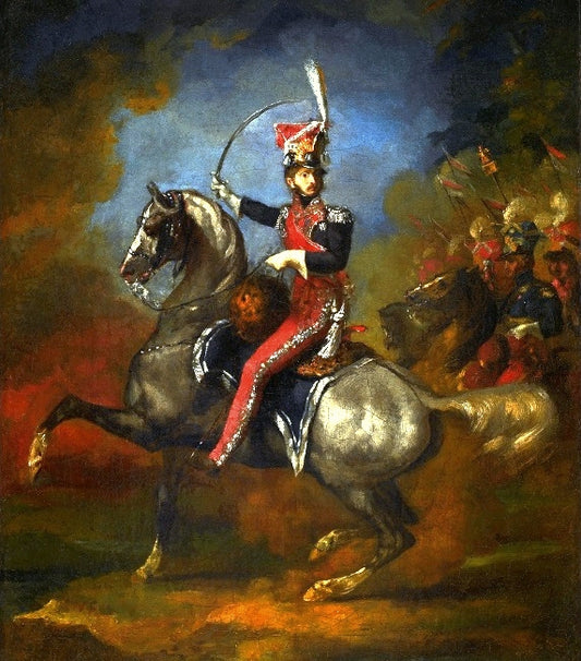 Equestrian portrait of Wincenty Krasiński, vintage artwork by Theodore Gericault, 12x8" (A4) Poster