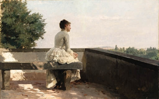 Far Away Thoughts, vintage artwork by Louis-Emile Adan, 12x8" (A4) Poster