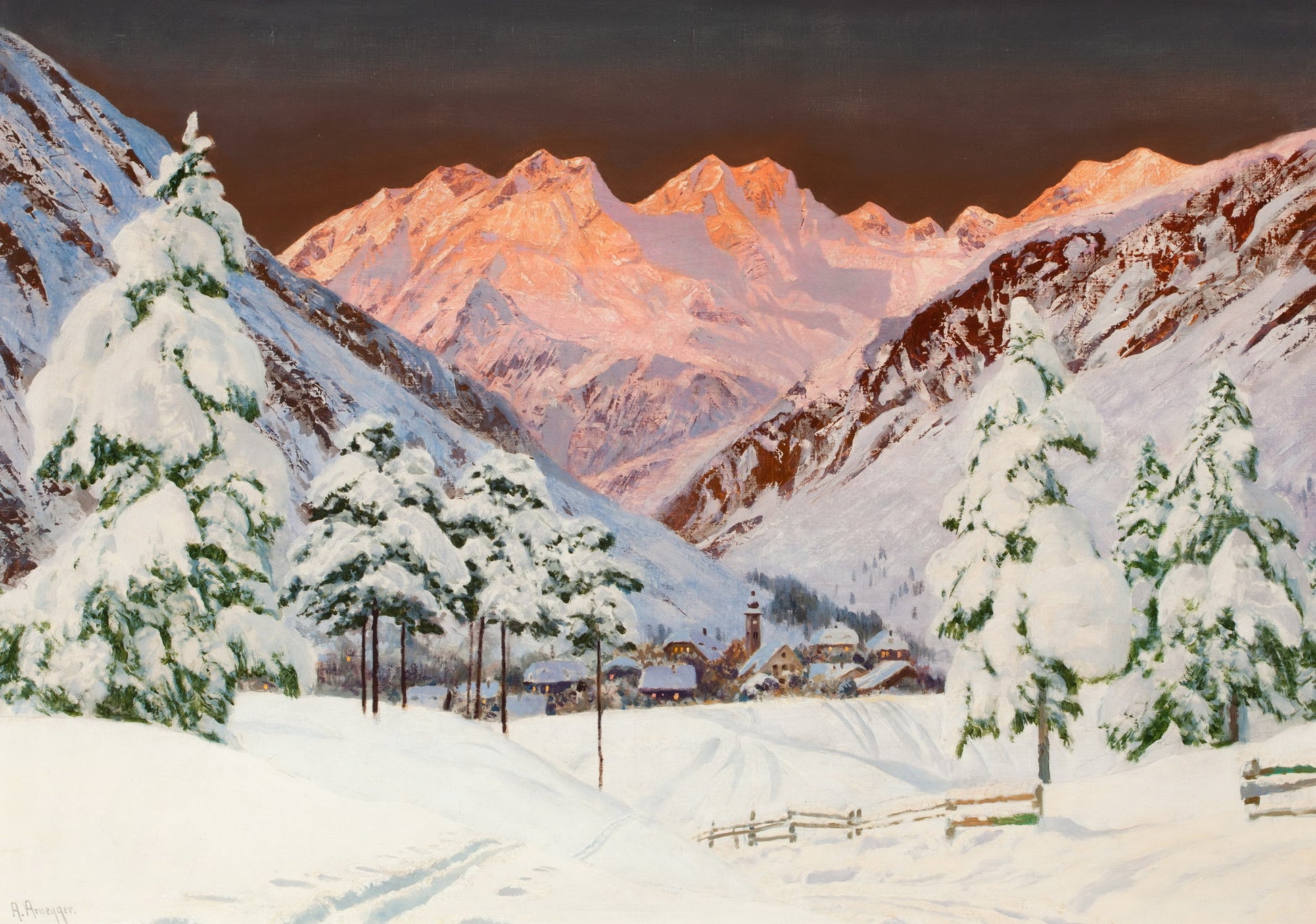 Alpine Mountain Scene by Alwin Arnegger,16x12(A3) Poster