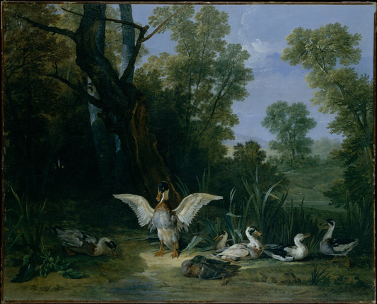 Ducks Resting in Sunshine, vintage artwork by Jean-Baptiste Oudry, 12x8" (A4) Poster