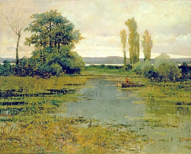 View of the Lake of Pusiano, vintage artwork by Achille Formis Befani, 12x8" (A4) Poster