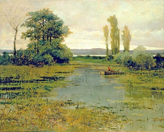 View of the Lake of Pusiano, vintage artwork by Achille Formis Befani, 12x8" (A4) Poster