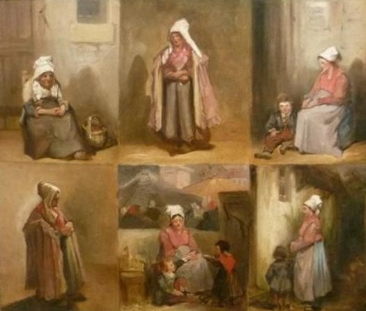Six Studies of the Bourgeois, vintage artwork by Joseph Louis Hippolyte Bellange, A3 (16x12") Poster Print