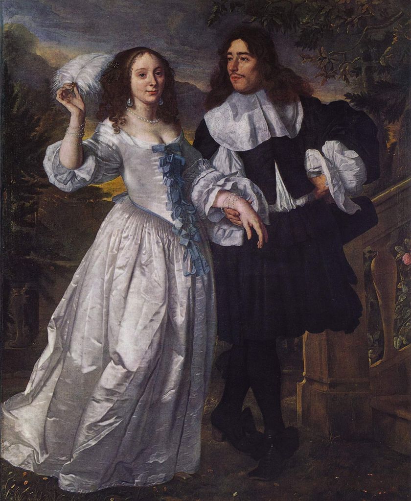 Portrait of a Patrician Couple, vintage artwork by Bartholomeus van der Helst, 12x8" (A4) Poster