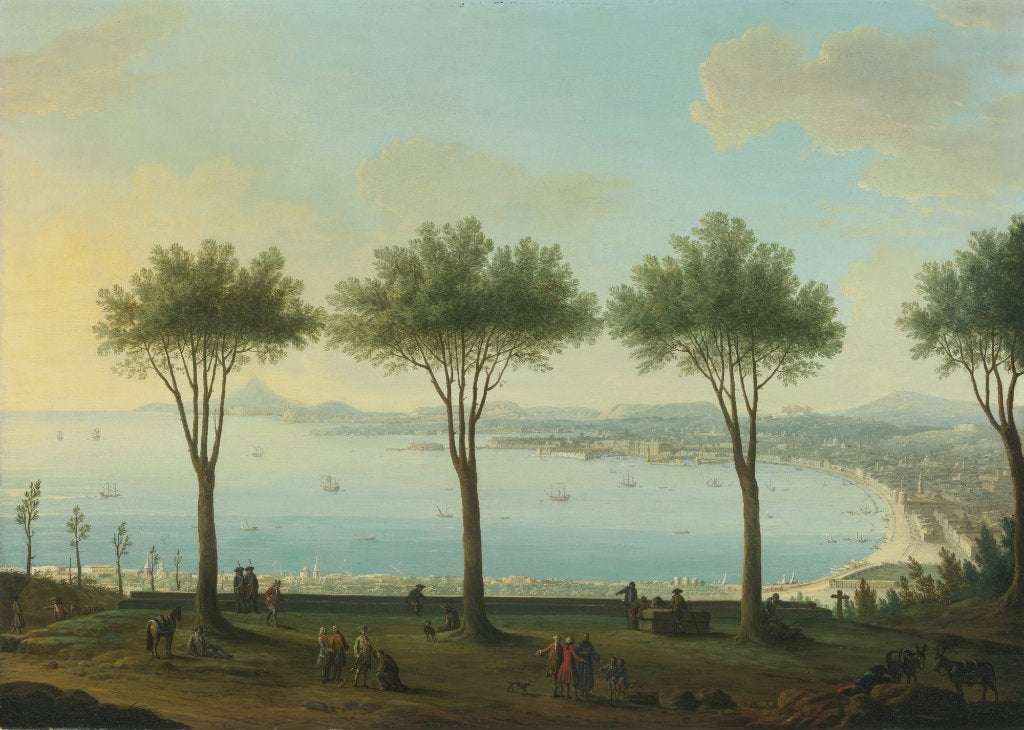 View of the Bay of Naples from the South, vintage artwork by Antonio Joli, 12x8" (A4) Poster