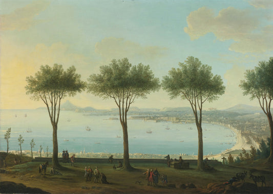 View of the Bay of Naples from the South, vintage artwork by Antonio Joli, 12x8" (A4) Poster