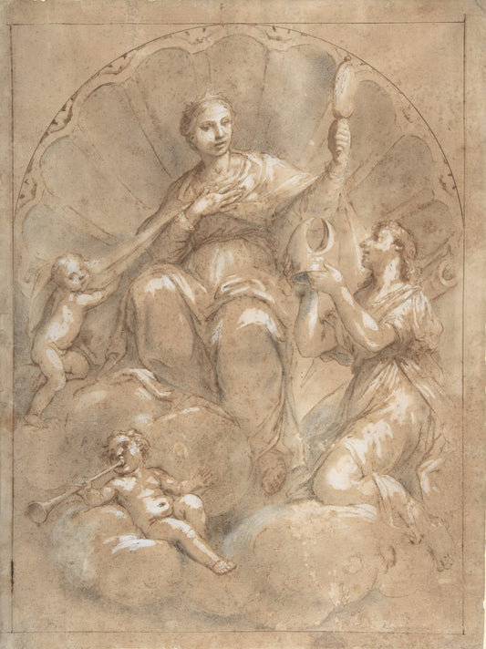 Allegorical Figure of Faith, vintage artwork by Marcantonio Franceschini, 12x8" (A4) Poster