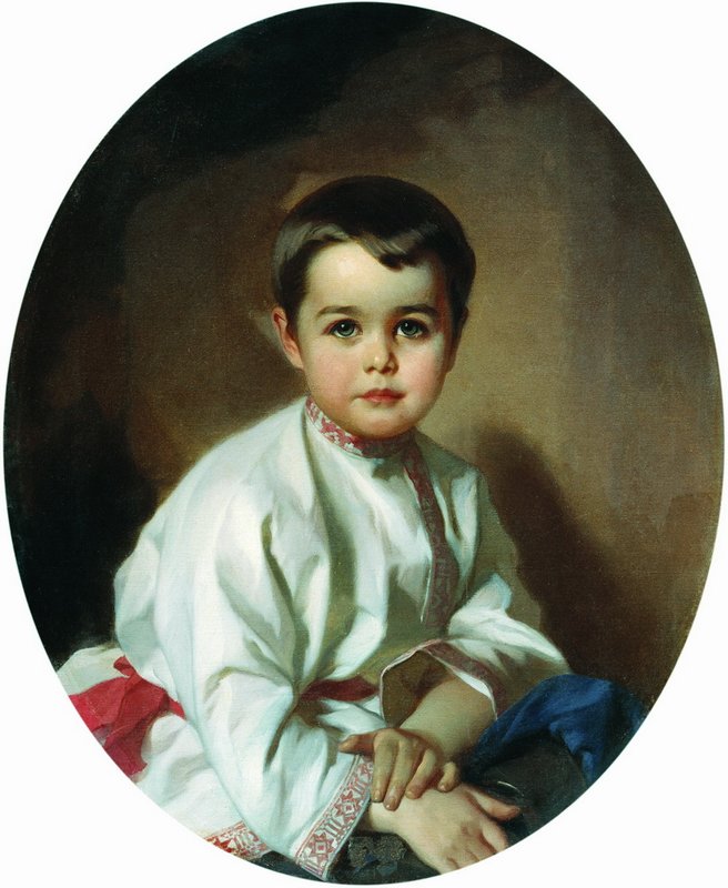 Portrait of Count Pavel Sheremetev as a Child, vintage artwork by Ivan Makarov, 12x8" (A4) Poster