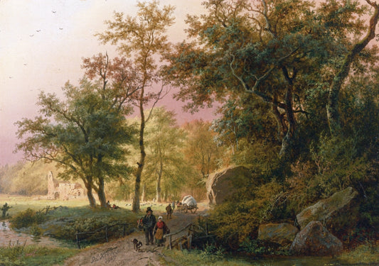 Travelers on a Road, vintage artwork by Barend Cornelis Koekkoek, A3 (16x12") Poster Print
