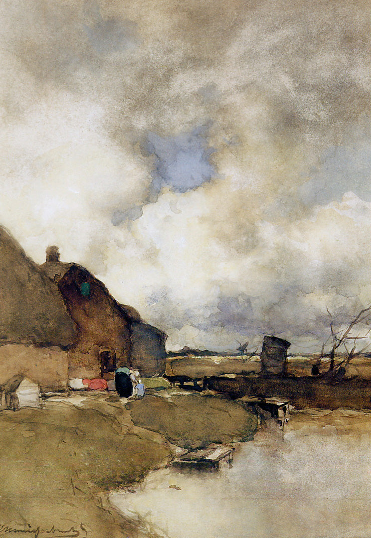 Farm near Noorden, vintage artwork by Johan Hendrik Weissenbruch, 12x8" (A4) Poster
