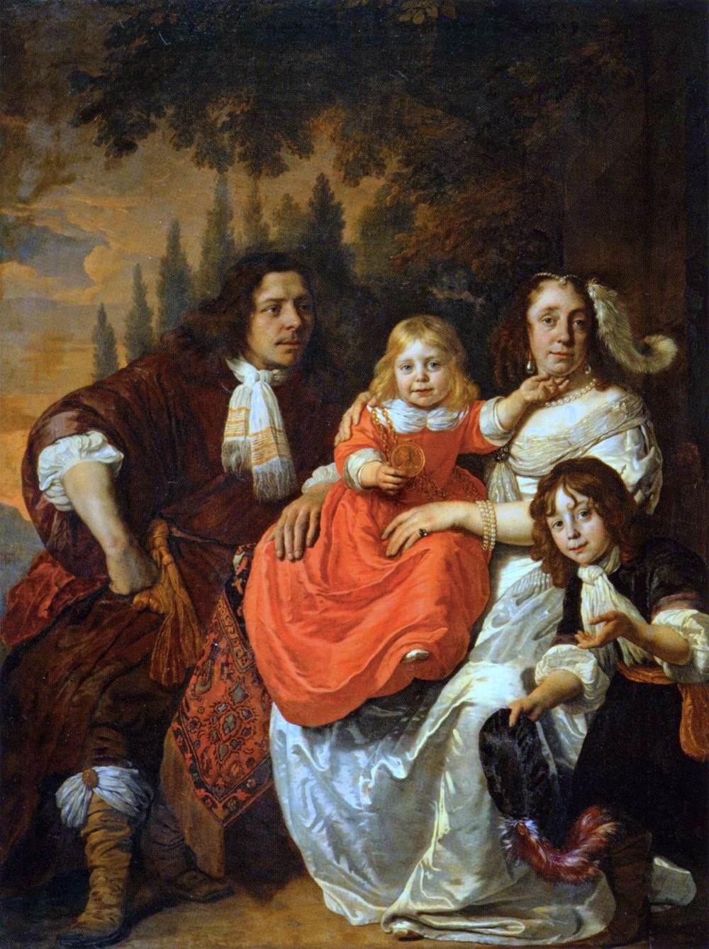 Portrait of Antony Reepmaker and his Wife Susanna Gommaerts with their Two Children, vintage artwork by Bartholomeus van der Helst, 12x8" (A4) Poster