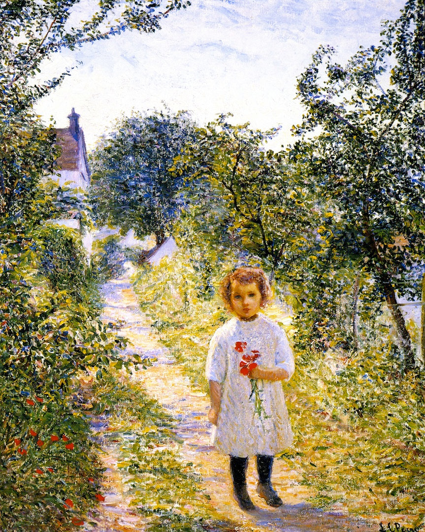 Little Girl n a Lane, Giverny, vintage artwork by Lilla Cabot Perry, 12x8" (A4) Poster