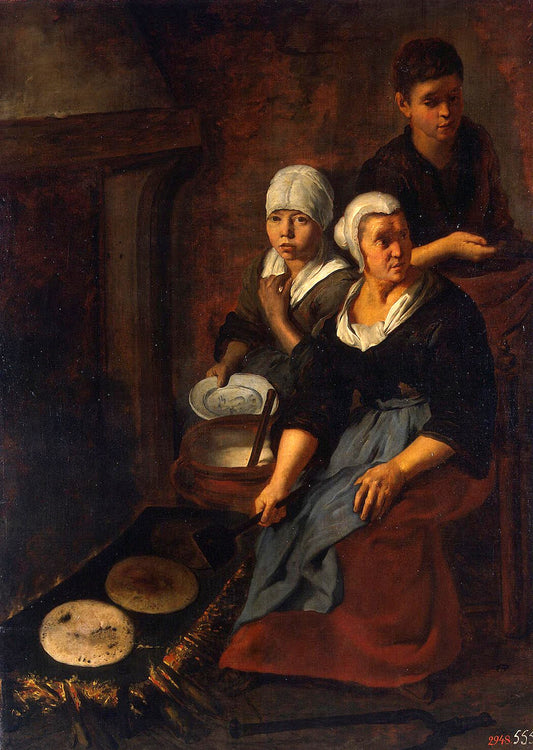 Baking of Flat Cakes, vintage artwork by Bartolome Esteban Murillo, 12x8" (A4) Poster