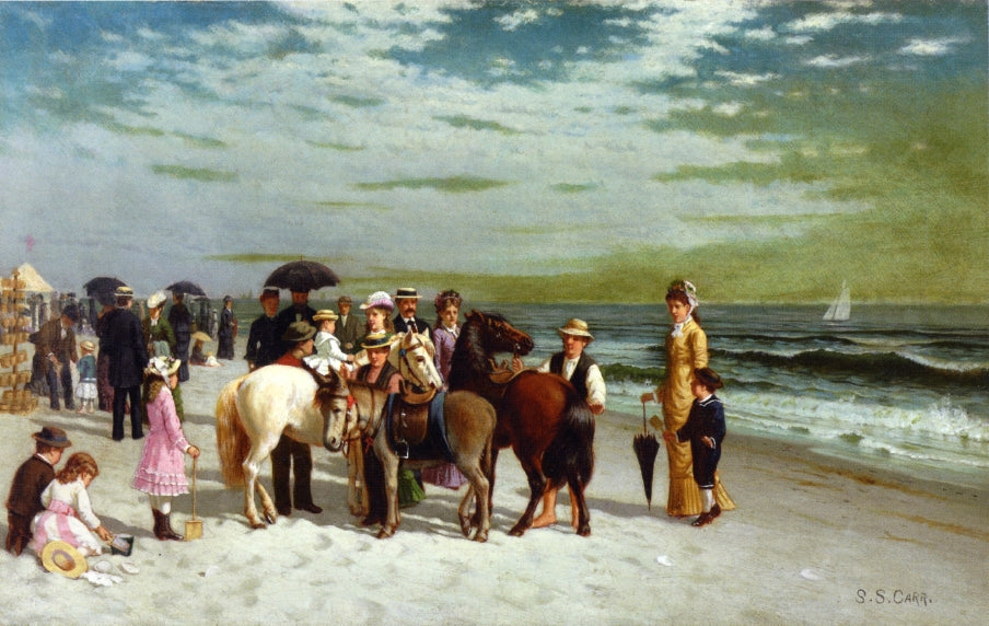 On the Beach at Coney Island, vintage artwork by Samuel S. Carr, 12x8" (A4) Poster