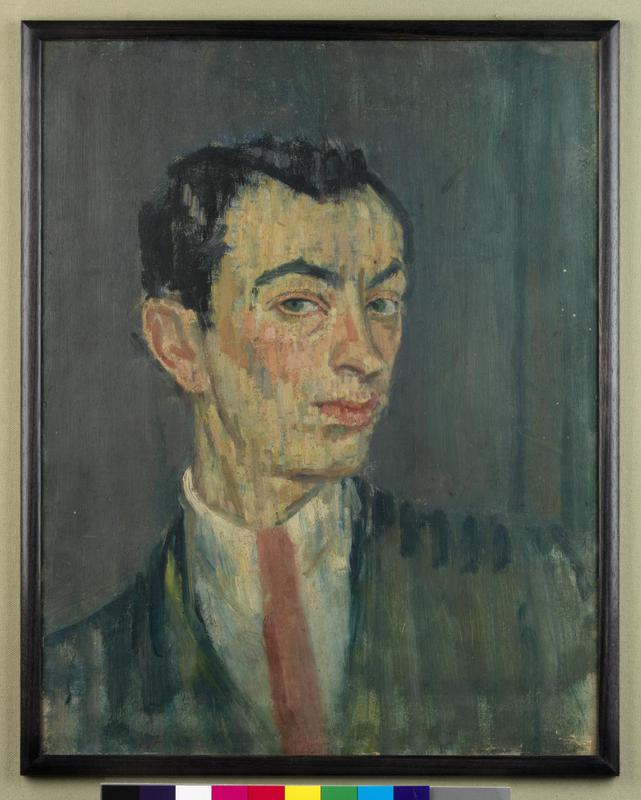 Self Portrait in a Pink Tie, vintage artwork by Isaac Rosenberg, 12x8" (A4) Poster
