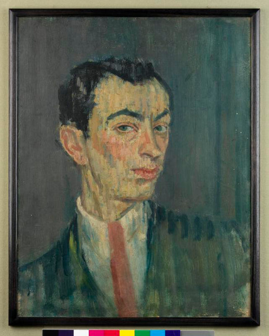 Self Portrait in a Pink Tie, vintage artwork by Isaac Rosenberg, 12x8" (A4) Poster