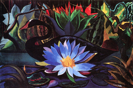 Black Swan, vintage artwork by Joseph Stella, 12x8" (A4) Poster