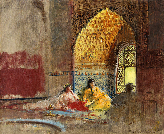 Interior of La Torre des Infantas, The Alhambra, vintage artwork by Edwin Lord Weeks, 12x8" (A4) Poster