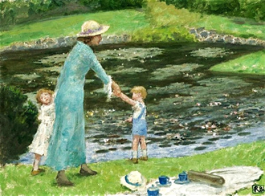 The Lily Pond, vintage artwork by Rupert Bunny, 12x8" (A4) Poster