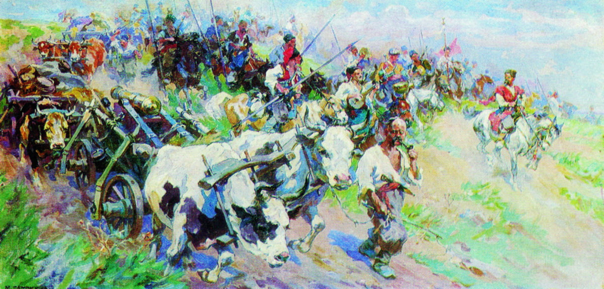 Cossacks in Crimea, vintage artwork by Nikolai Samokish, 12x8" (A4) Poster