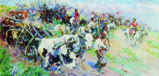 Cossacks in Crimea, vintage artwork by Nikolai Samokish, 12x8" (A4) Poster