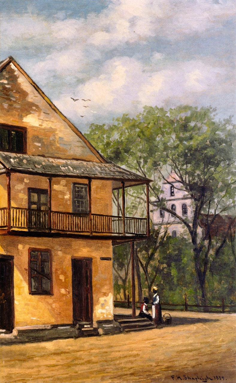 The Old Sanchez House, St. Augustine, Florida, vintage artwork by Frank Henry Shapleigh, 12x8" (A4) Poster