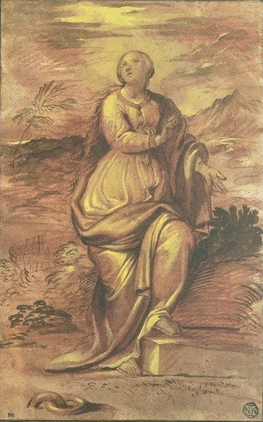 Standing Saint, vintage artwork by Charles-Alphonse Dufresnoy, 12x8" (A4) Poster