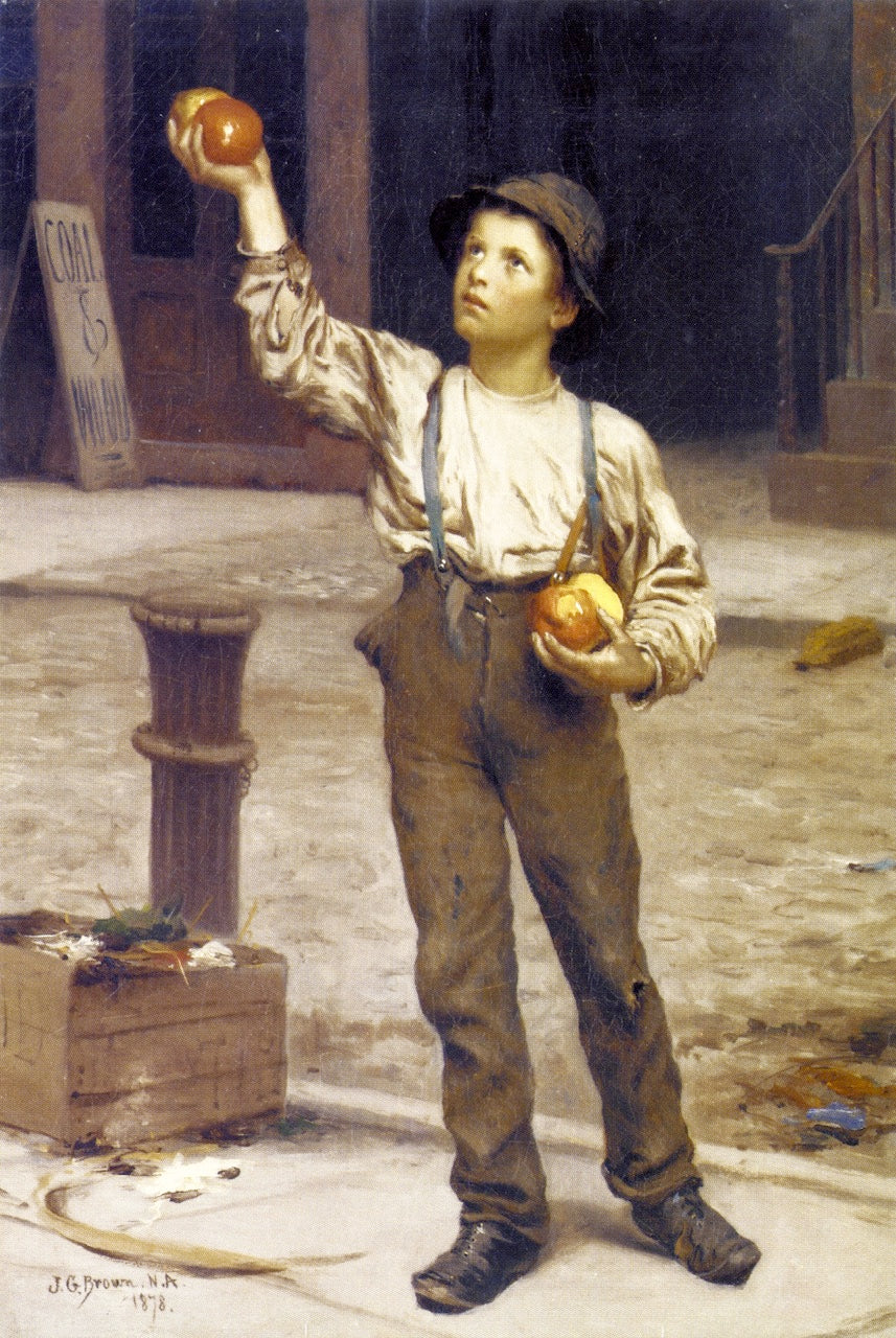The Apple Seller, vintage artwork by John George Brown, 12x8" (A4) Poster