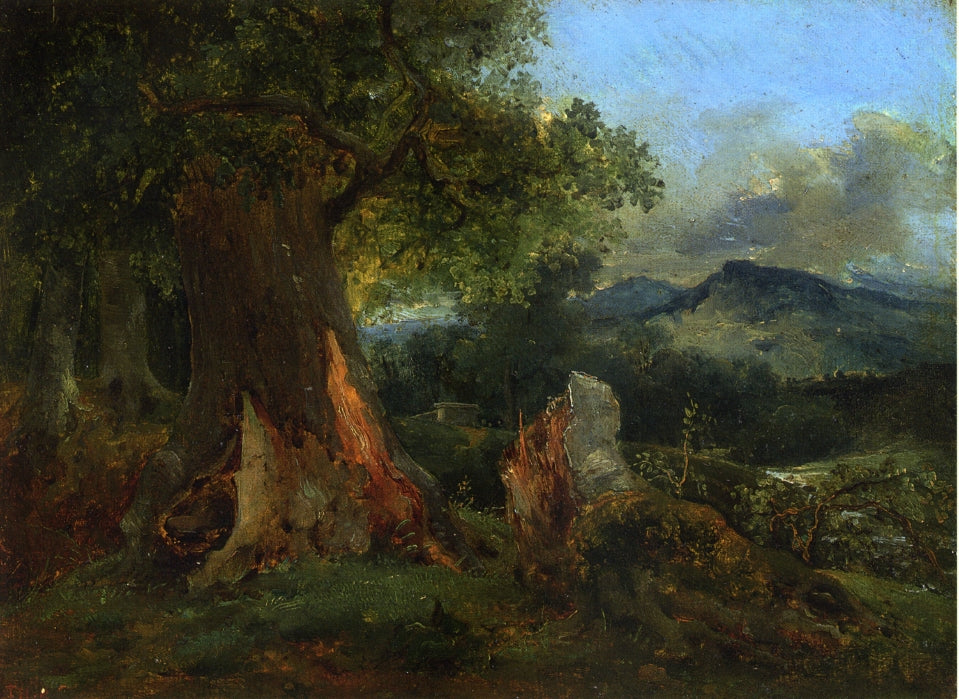 Old Oak Tree and Rotting Trunk, vintage artwork by Theodore Rousseau, A3 (16x12") Poster Print