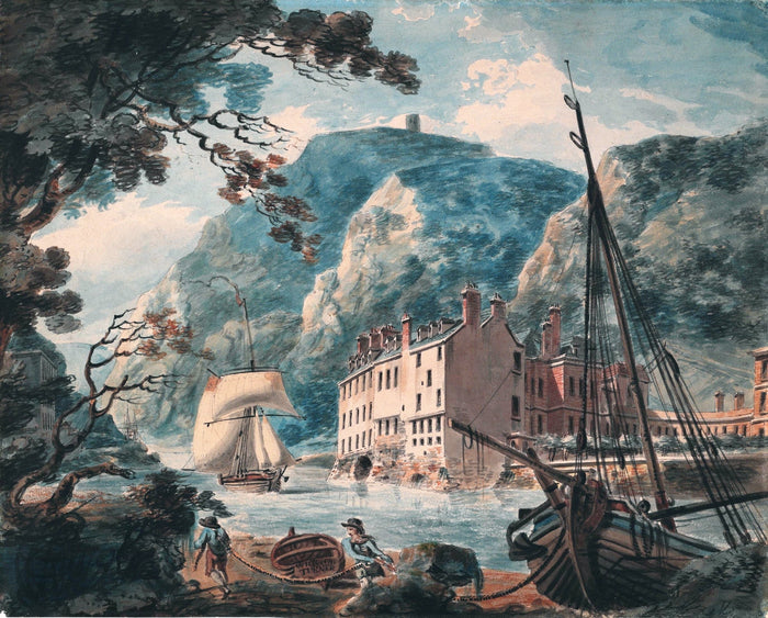 The Avon Gorge at Bristol, with the Old Hot Wells House, vintage artwork by Joseph Mallord William Turner, 12x8