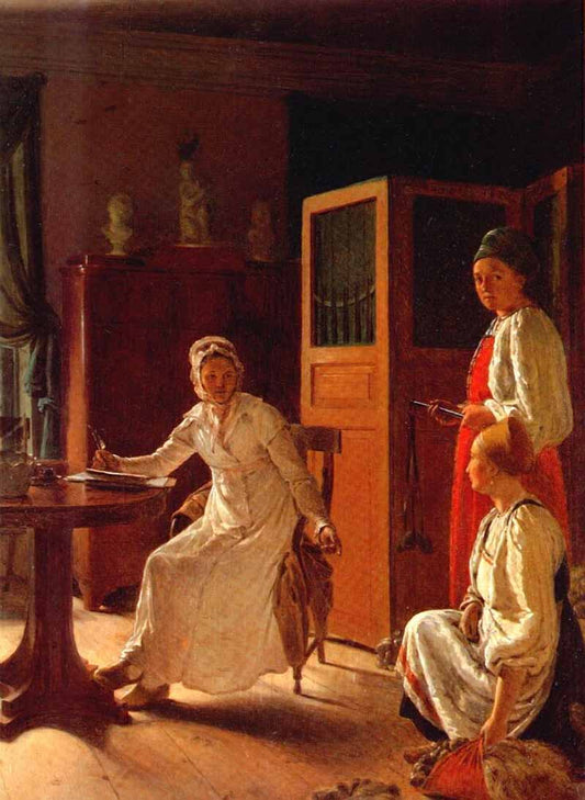 Morning of the Landlady, vintage artwork by Alexei Venetsianov, 12x8" (A4) Poster