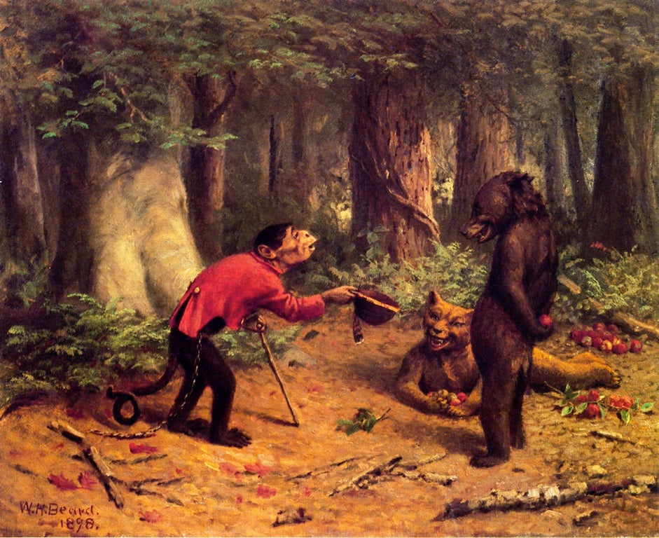 Begging for Apples, vintage artwork by William Holbrook Beard, 12x8" (A4) Poster