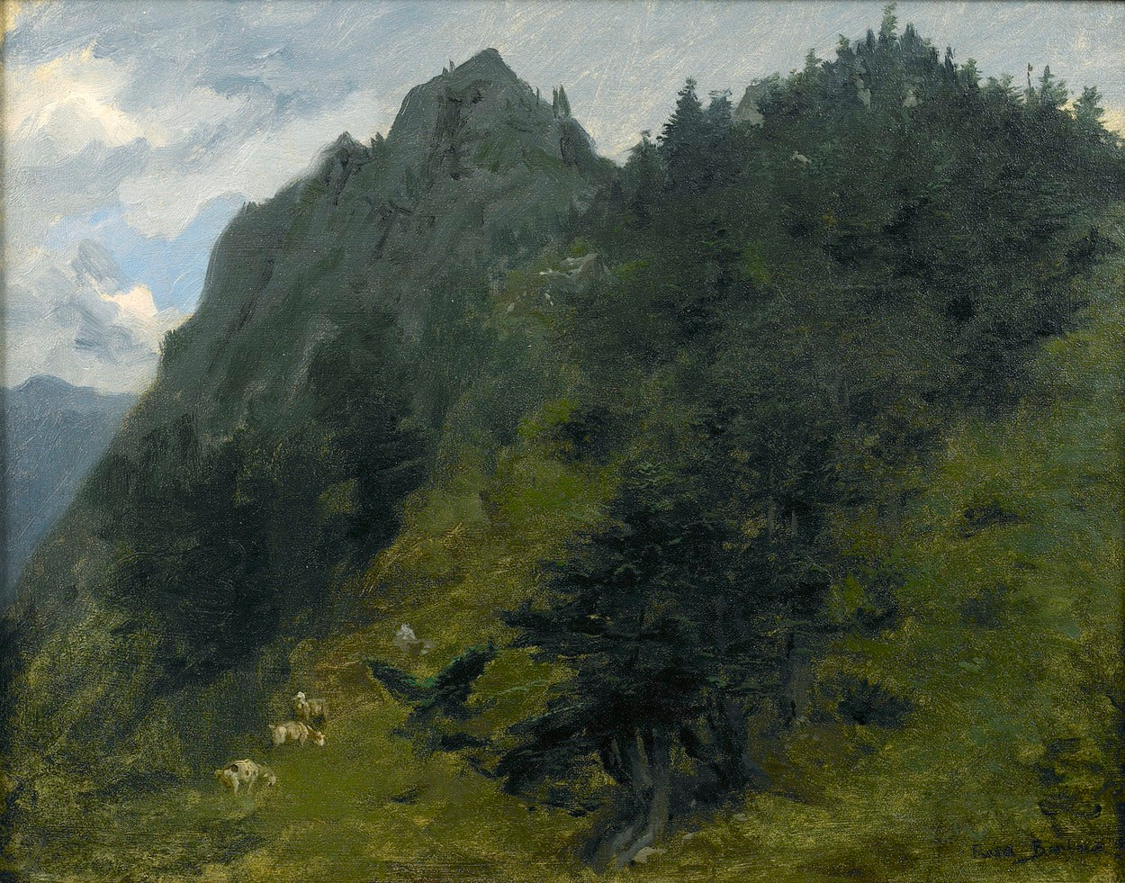 Sheep Grazing on a Hillside in the Pyrenees, vintage artwork by Rosa Bonheur, 12x8" (A4) Poster