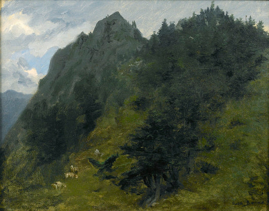 Sheep Grazing on a Hillside in the Pyrenees, vintage artwork by Rosa Bonheur, 12x8" (A4) Poster